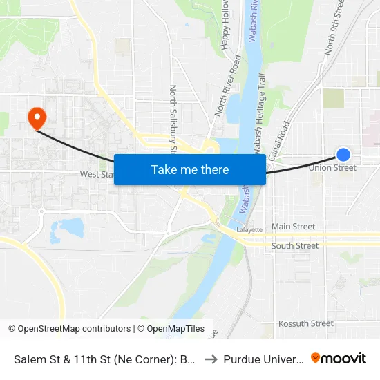 Salem St & 11th St (Ne Corner): Bus843 to Purdue University map