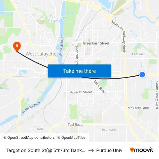 Target on South St(@ 5th/3rd Bank): Bus811 to Purdue University map