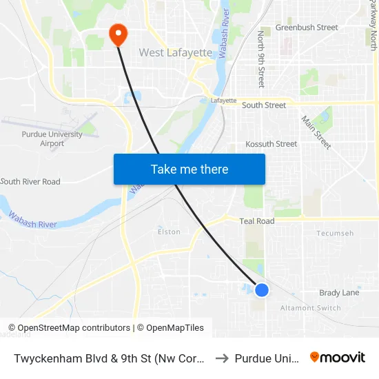Twyckenham Blvd & 9th St (Nw Corner): Bus340n to Purdue University map