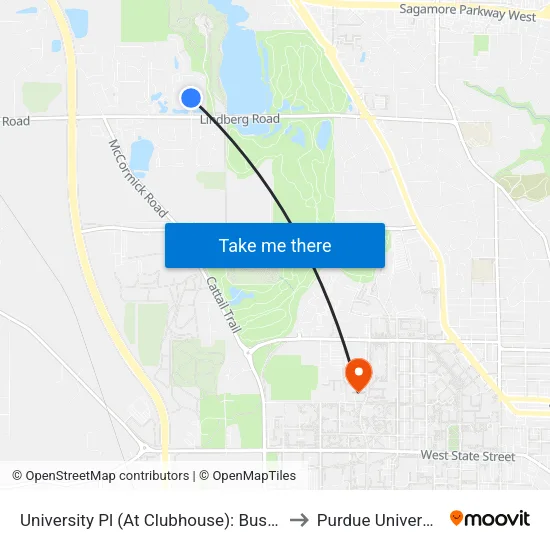 University Pl (At Clubhouse): Bus551 to Purdue University map