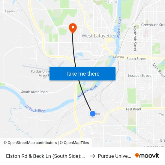 Elston Rd & Beck Ln (South Side):Bus975 to Purdue University map