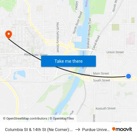 Columbia St & 14th St (Ne Corner): Bus305 to Purdue University map