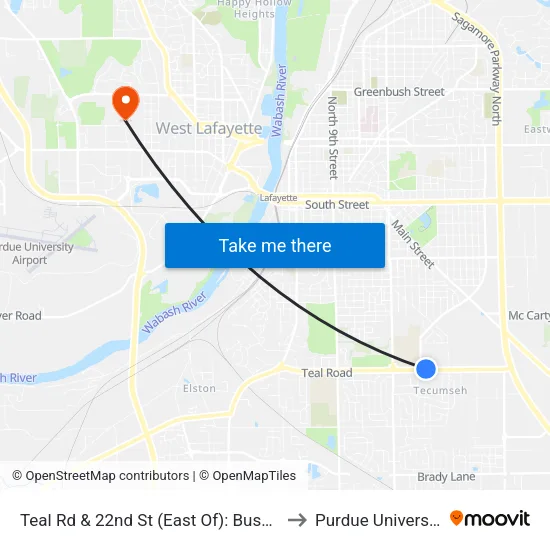 Teal Rd & 22nd St (East Of): Bus331 to Purdue University map