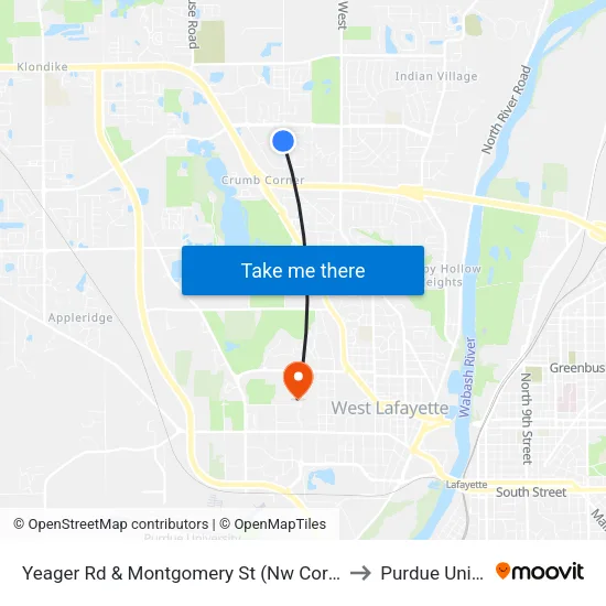 Yeager Rd & Montgomery St (Nw Corner): Bus626nw to Purdue University map