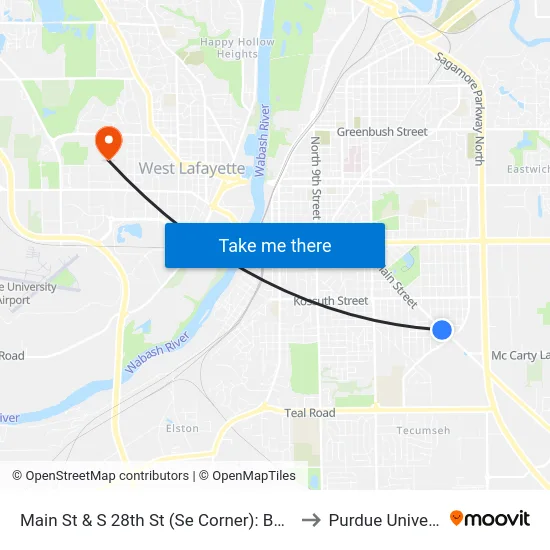 Main St & S 28th St (Se Corner): Bus664se to Purdue University map