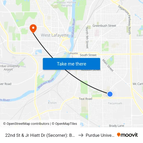 22nd St & Jr Hiatt Dr (Secorner): Bus466se to Purdue University map