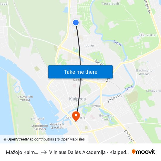 Mažojo Kaimelio St. to Vilniaus Dailės Akademija - Klaipėdos Fakultetas map
