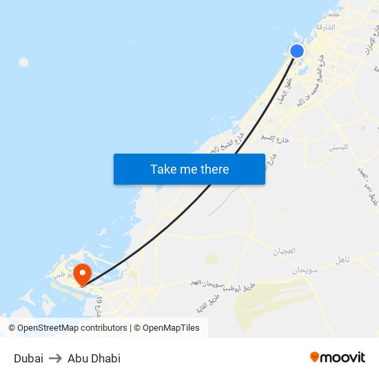 Dubai to Abu Dhabi map