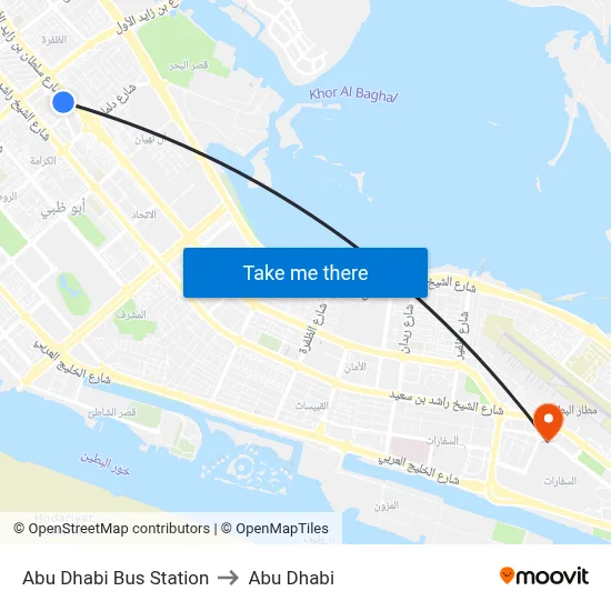 Abu Dhabi Bus Station to Abu Dhabi map
