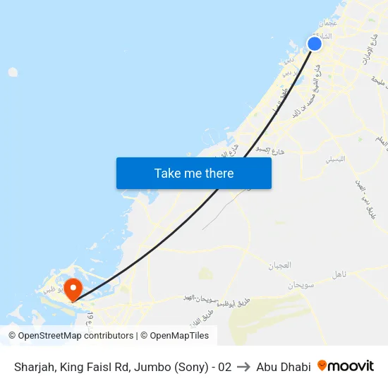Sharjah, King Faisal Rd, Jumbo (Sony) - 02 to Abu Dhabi map