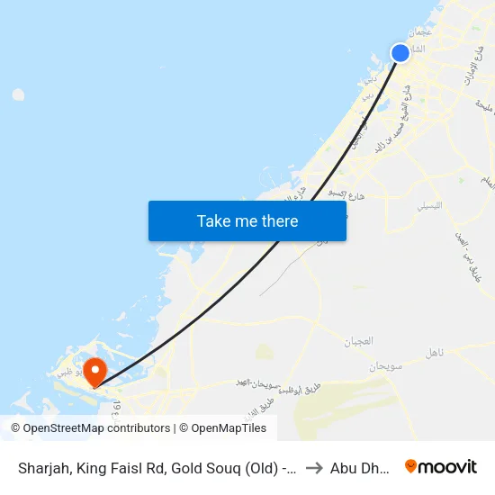 Sharjah, King Faisal Road, Gold Souk (Old) - 01 to Abu Dhabi map