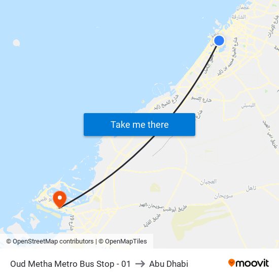 Oud Metha Metro Bus Stop - 01 to Abu Dhabi map