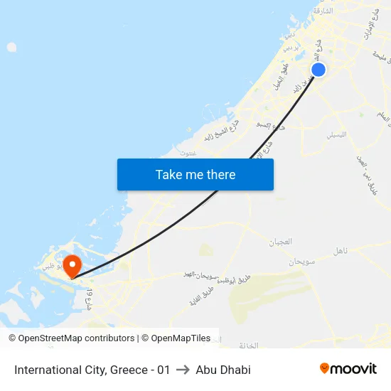 International City, Greece - 01 to Abu Dhabi map