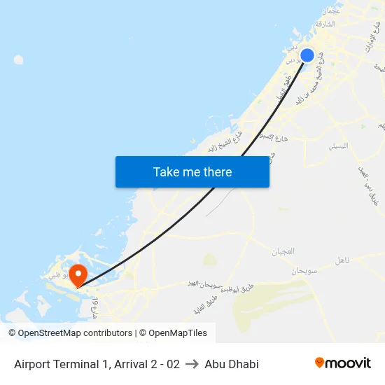 Airport Terminal 1, Arrival 2 - 02 to Abu Dhabi map