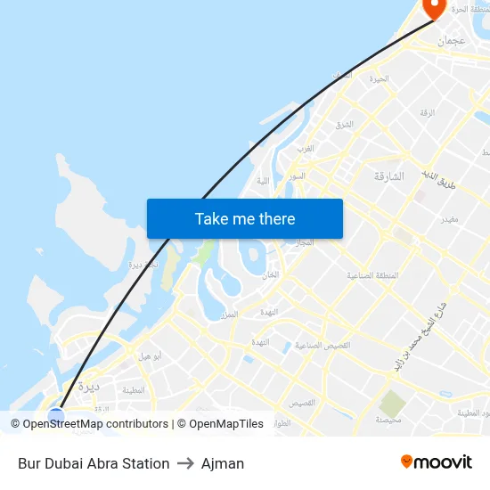 Bur Dubai Abra Station to Ajman map