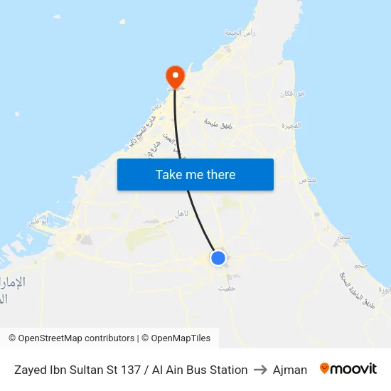 Zayed Ibn Sultan St 137 / Al Ain Bus Station to Ajman map
