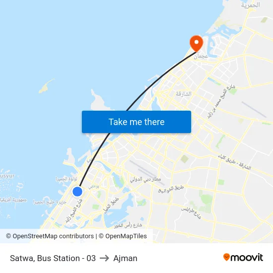 Satwa, Bus Station - 03 to Ajman map
