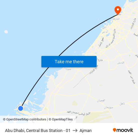 Abu Dhabi, Central Bus Station - 01 to Ajman map