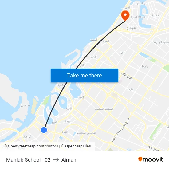 Mahlab School - 02 to Ajman map
