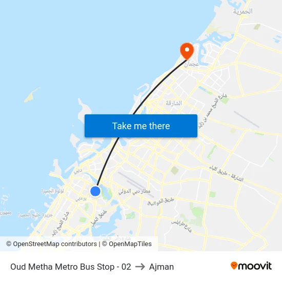 Oud Metha Metro Bus Stop - 02 to Ajman map