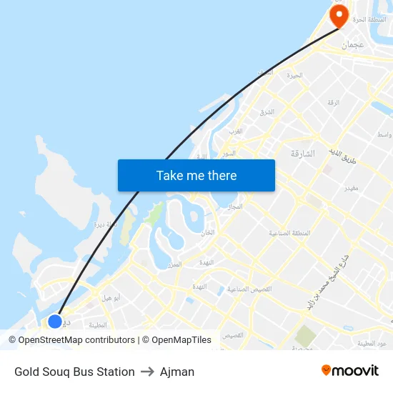Gold Souq Bus Station to Ajman map