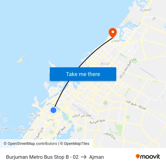 Burjuman Metro Bus Stop B - 02 to Ajman map