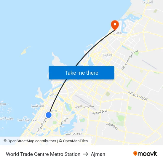World Trade Centre Metro Station to Ajman map