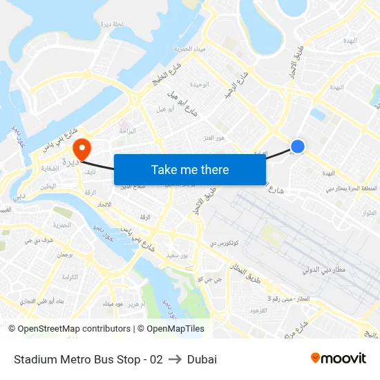 Stadium Metro Bus Stop - 02 to Dubai map