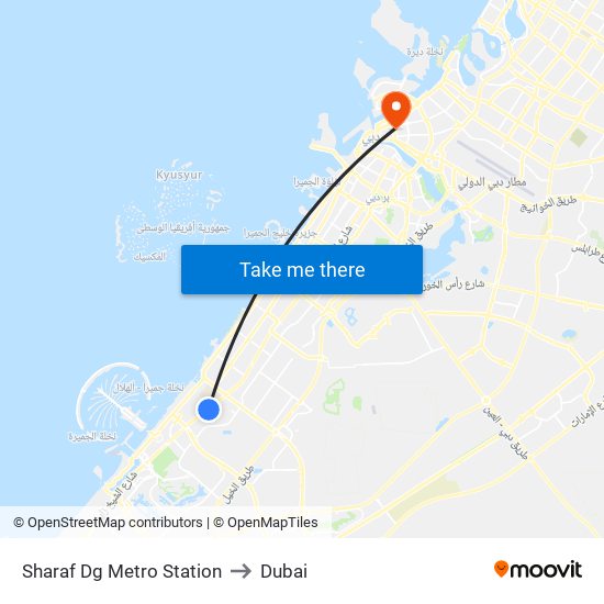 Sharaf Dg Metro Station to Dubai map