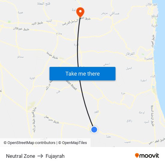 Neutral Zone to Fujayrah map