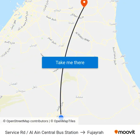 Service Rd  / Al Ain Central Bus Station to Fujayrah map
