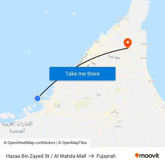 Hazaa Bin Zayed St / Al Wahda Mall to Fujayrah map