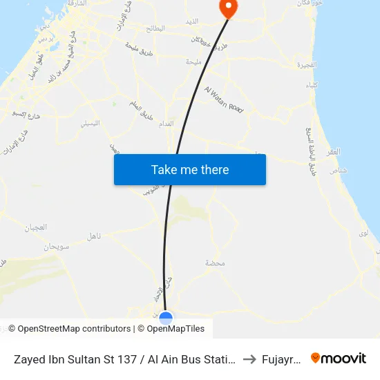 Zayed Ibn Sultan St 137 / Al Ain Bus Station to Fujairah map