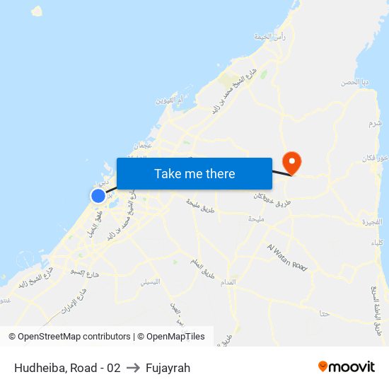 Hudheiba, Road - 02 to Fujayrah map