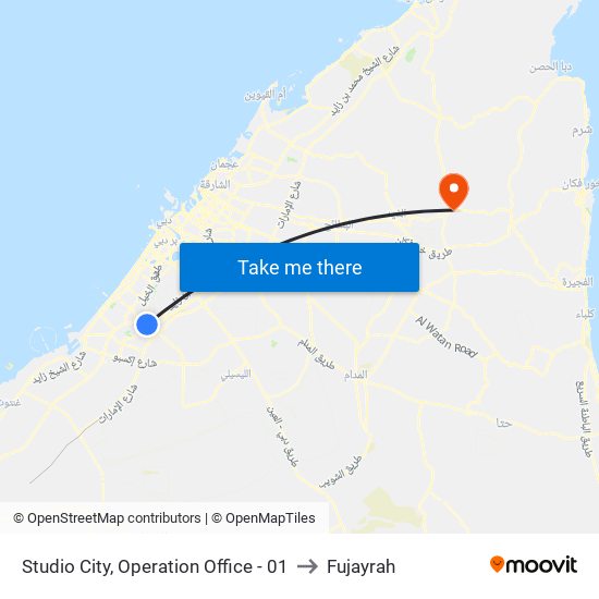 Studio City, Operation Office - 01 to Fujayrah map