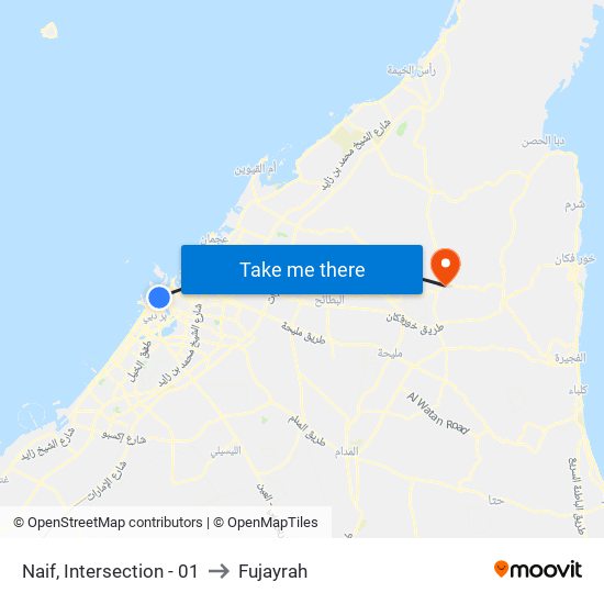 Naif, Intersection - 01 to Fujayrah map