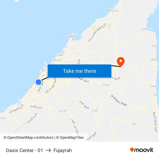 Oasis Center - 01 to Fujayrah map