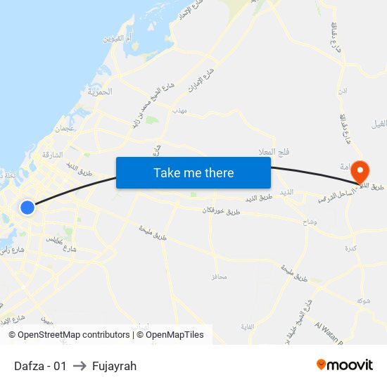 Dafza - 01 to Fujayrah map