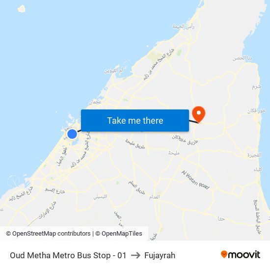 Oud Metha Metro Bus Stop - 01 to Fujayrah map