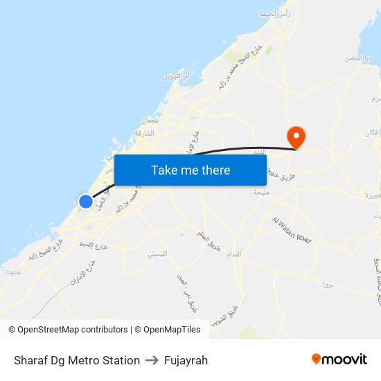 Sharaf Dg Metro Station to Fujayrah map