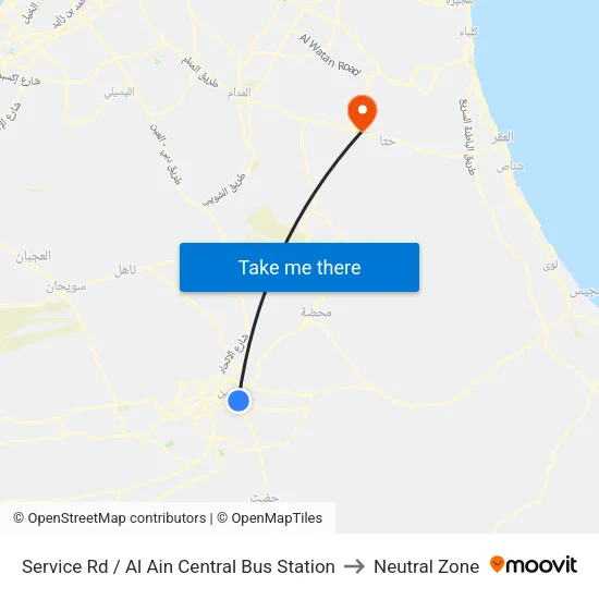 Service Rd  / Al Ain Central Bus Station to Neutral Zone map