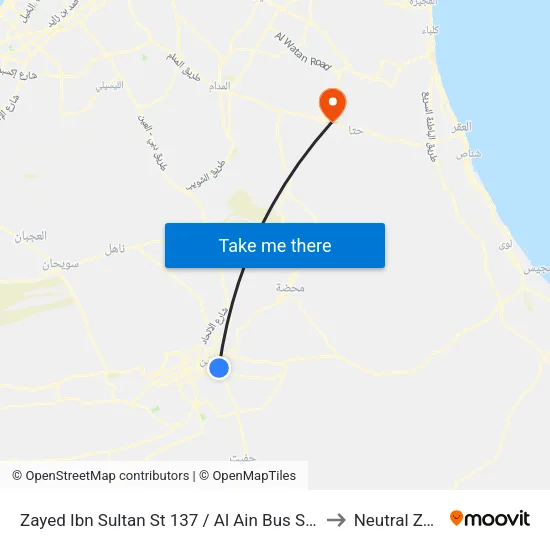 Zayed Ibn Sultan St 137 / Al Ain Bus Station to Neutral Zone map