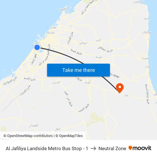Al Jafiliya Landside Metro Bus Stop - 1 to Neutral Zone map