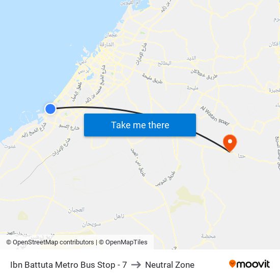 Ibn Battuta  Metro Bus Stop - 7 to Neutral Zone map