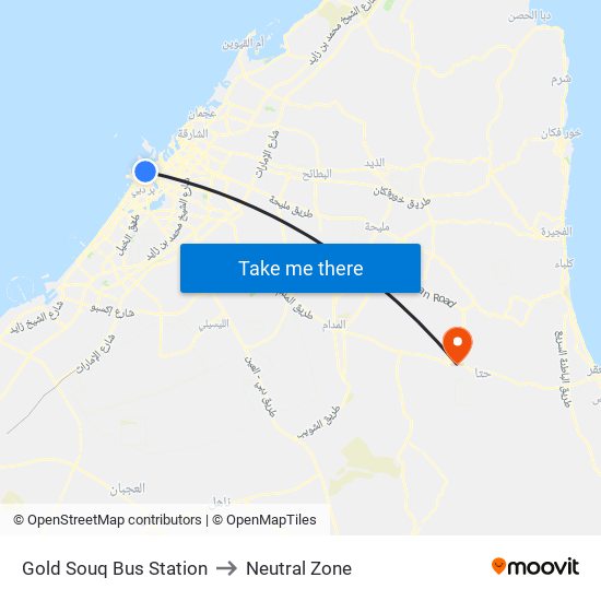 Gold Souq Bus Station to Neutral Zone map