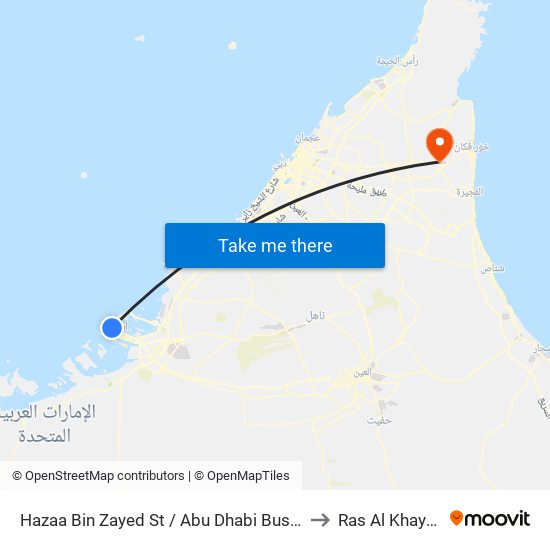 Hazaa Bin Zayed St /  Abu Dhabi Bus Station to Ras Al Khaymah map