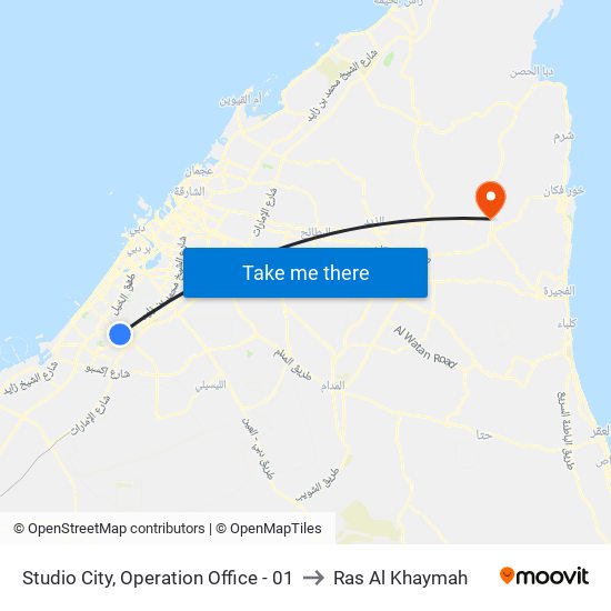 Studio City, Operation Office - 01 to Ras Al Khaymah map