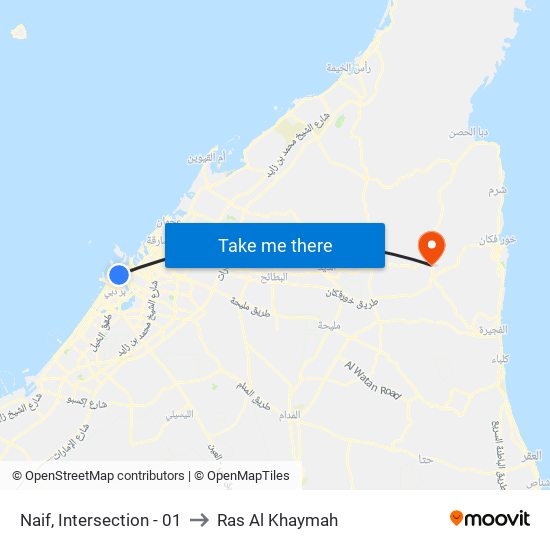 Naif, Intersection - 01 to Ras Al Khaymah map