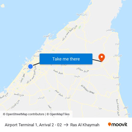 Airport Terminal 1, Arrival 2 - 02 to Ras Al Khaymah map