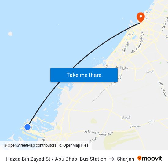 Hazaa Bin Zayed St /  Abu Dhabi Bus Station to Sharjah map